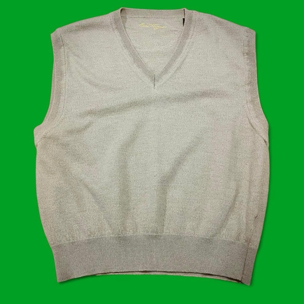 Ben Hogan Merino Wool Brown Knit Pullover Golf Sleeveless Sweater Vest Large
